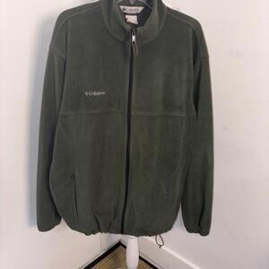 Columbia Fleece Jacket Mens Lge  Tall Green Full Zip Stand Collar Outdoors Hikin